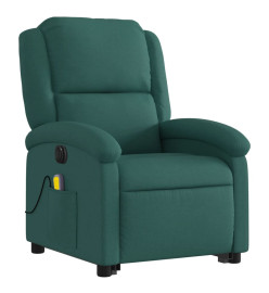 Fauteuil inclinable de massage électrique Vert foncé Tissu