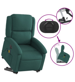 Fauteuil inclinable de massage électrique Vert foncé Tissu