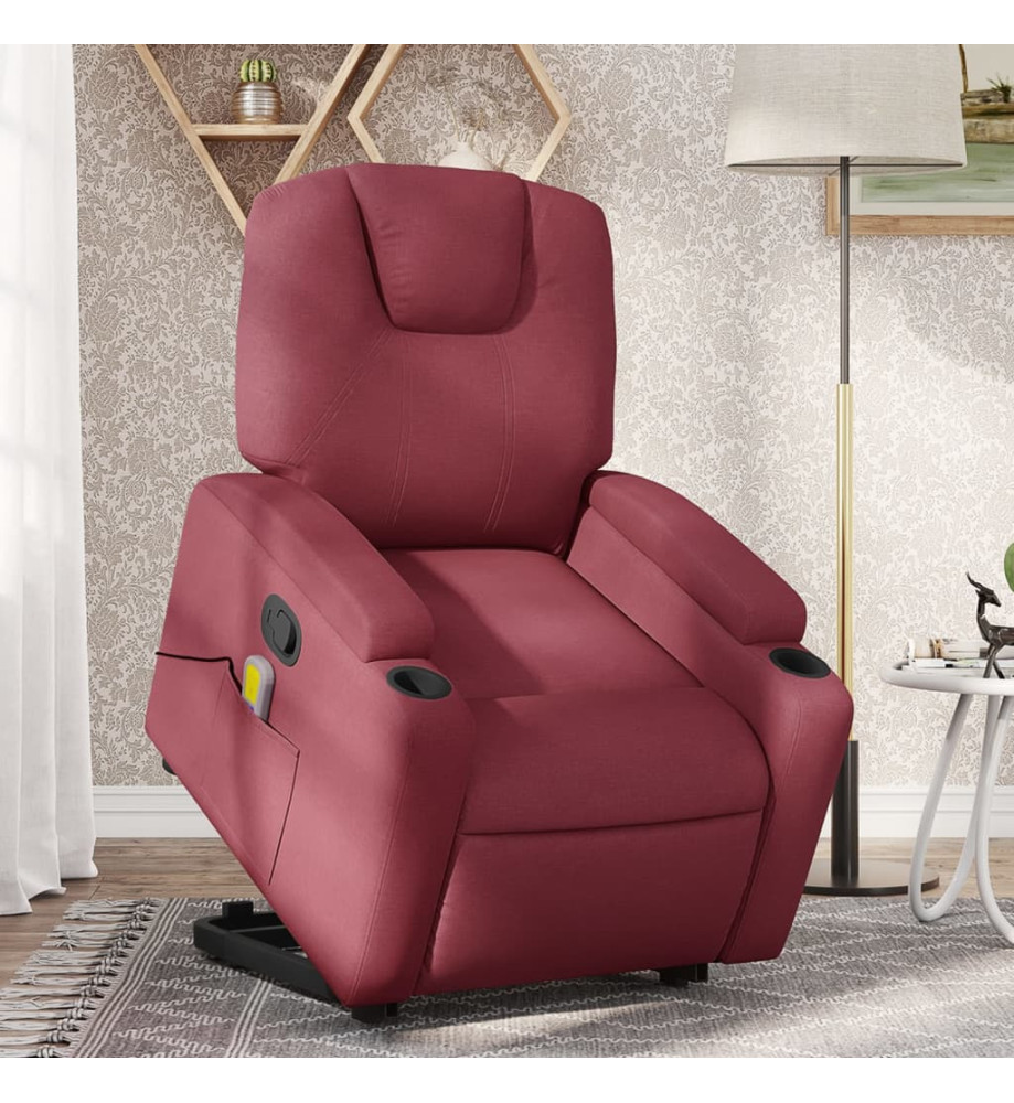 Fauteuil inclinable de massage Rouge bordeaux Tissu