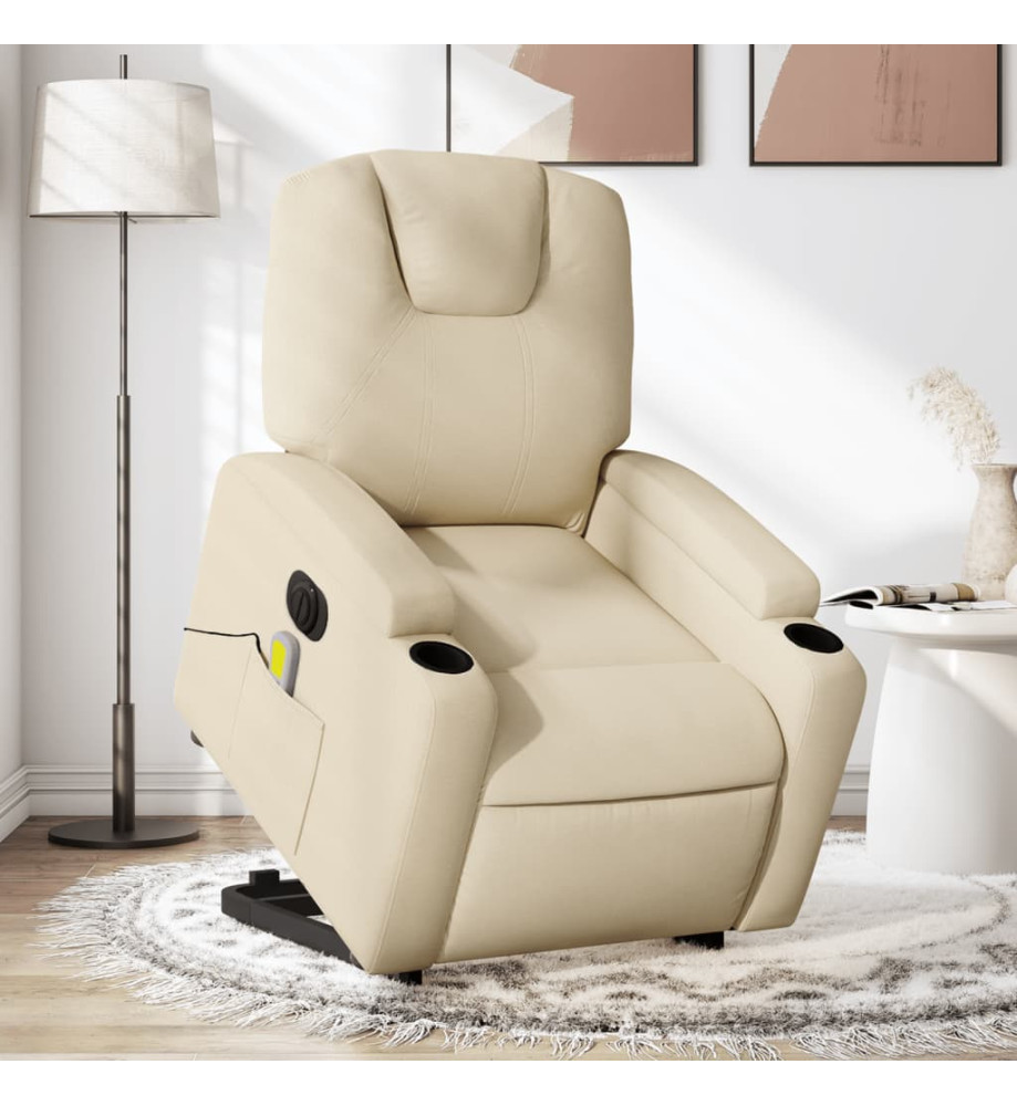 Fauteuil inclinable de massage électrique Crème Tissu