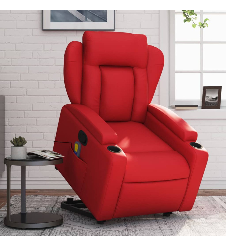 Fauteuil inclinable de massage Rouge Similicuir