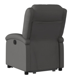 Fauteuil inclinable gris cuir véritable