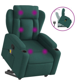 Fauteuil inclinable de massage Vert foncé Tissu