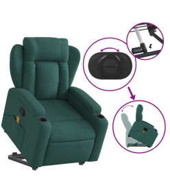 Fauteuil inclinable de massage Vert foncé Tissu