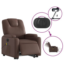 Fauteuil inclinable de massage électrique marron similicuir