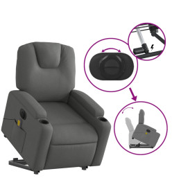 Fauteuil inclinable de massage électrique Gris foncé Tissu