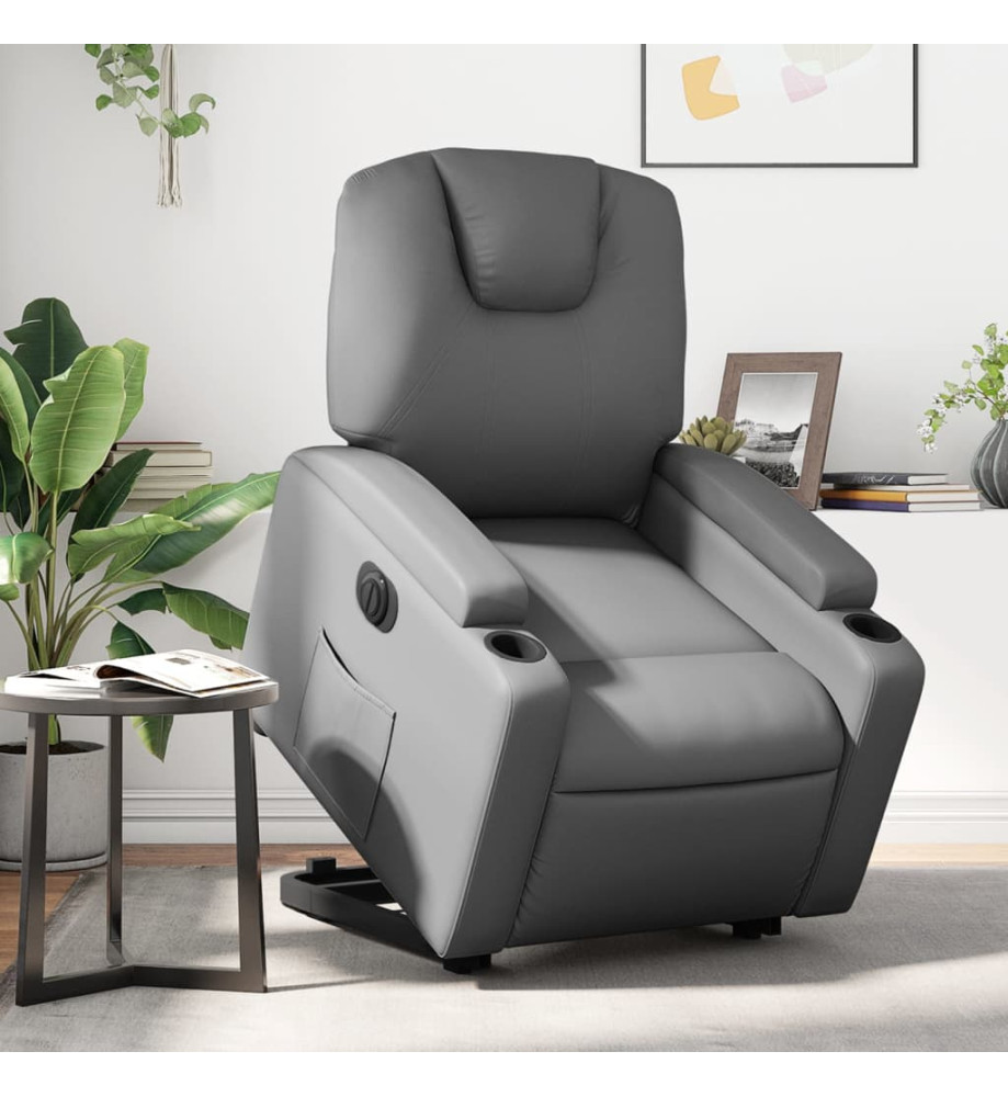 Fauteuil inclinable électrique gris similicuir