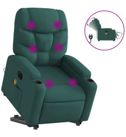 Fauteuil inclinable de massage électrique Vert foncé Tissu