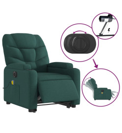 Fauteuil inclinable de massage électrique Vert foncé Tissu