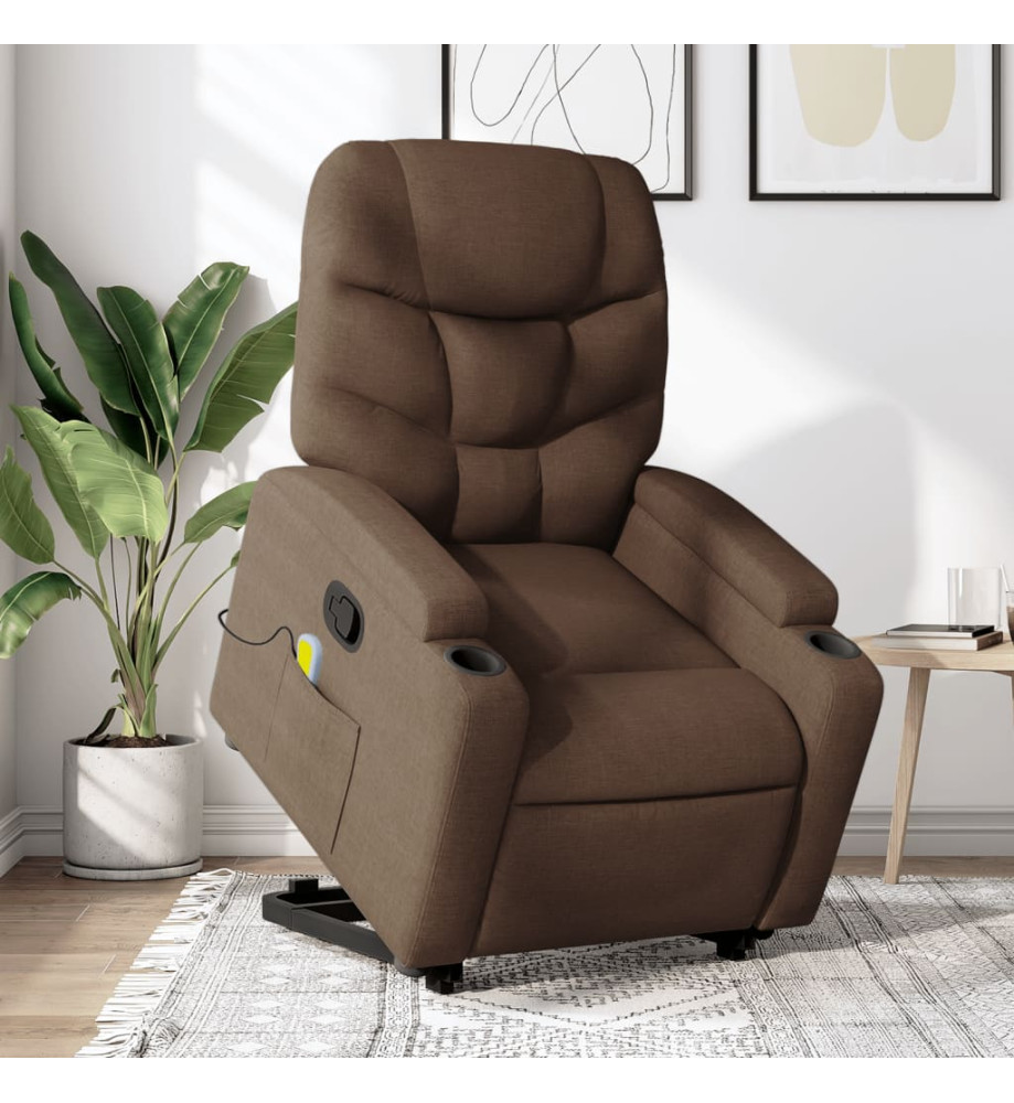 Fauteuil de massage inclinable Marron Tissu