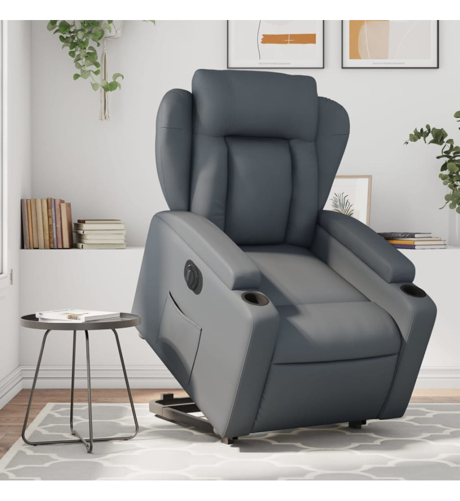 Fauteuil inclinable électrique gris similicuir