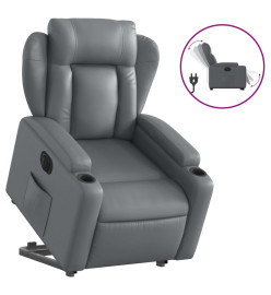 Fauteuil inclinable électrique gris similicuir