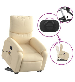 Fauteuil inclinable de massage Crème Tissu