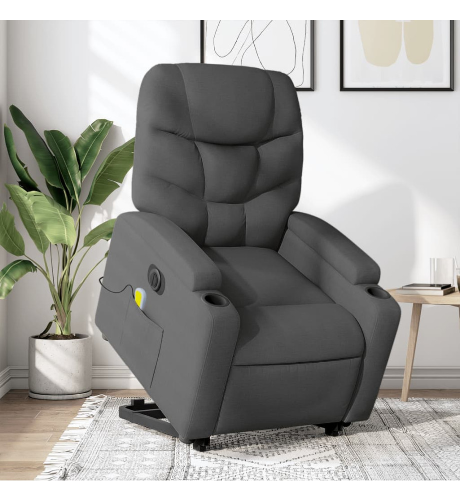 Fauteuil inclinable de massage électrique Gris foncé Tissu