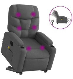 Fauteuil inclinable de massage électrique Gris foncé Tissu