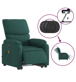 Fauteuil inclinable de massage électrique Vert foncé Tissu