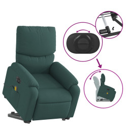 Fauteuil inclinable de massage électrique Vert foncé Tissu