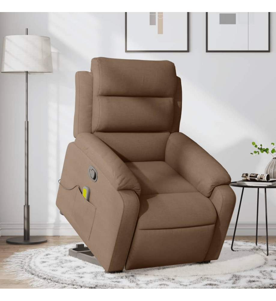 Fauteuil de massage inclinable Marron Tissu