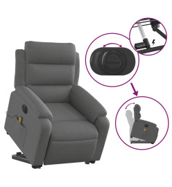 Fauteuil inclinable de massage électrique Gris foncé Tissu