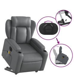 Fauteuil inclinable de massage électrique gris similicuir