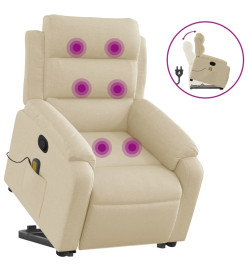 Fauteuil inclinable de massage Crème Tissu