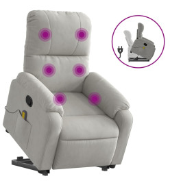 Fauteuil inclinable de massage gris clair tissu microfibre