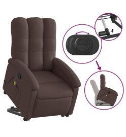 Fauteuil inclinable de massage Marron foncé Tissu