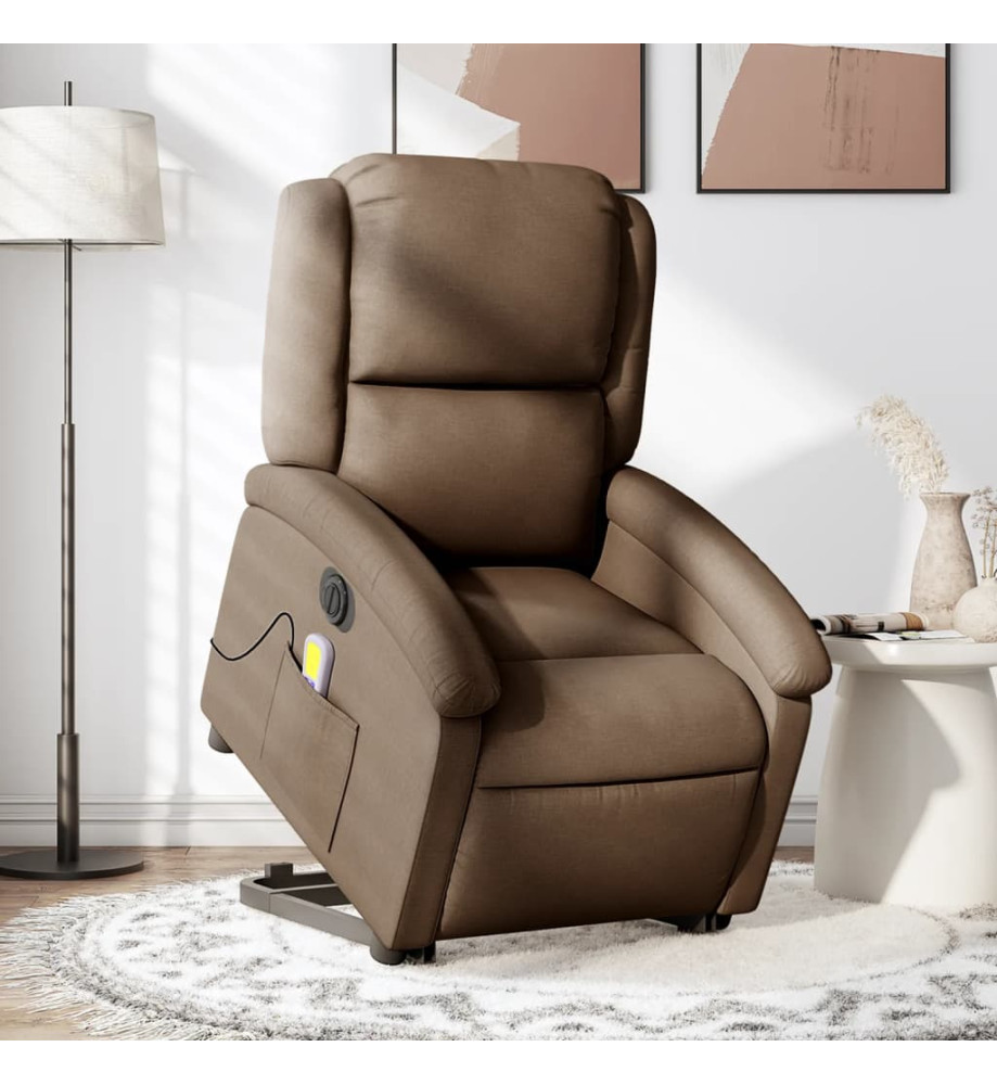 Fauteuil inclinable de massage électrique Marron Tissu