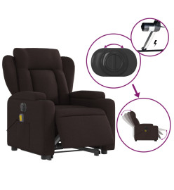 Fauteuil inclinable de massage électrique Marron foncé Tissu