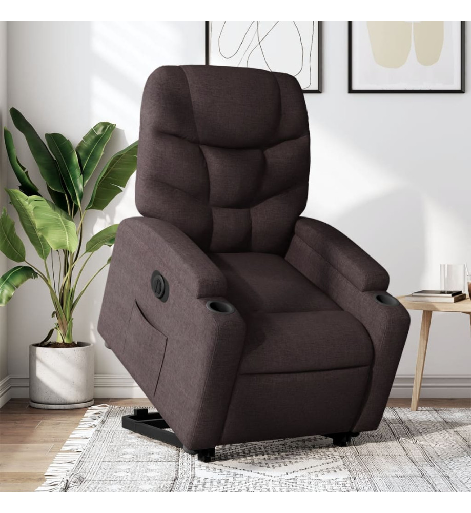 Fauteuil inclinable électrique marron foncé tissu