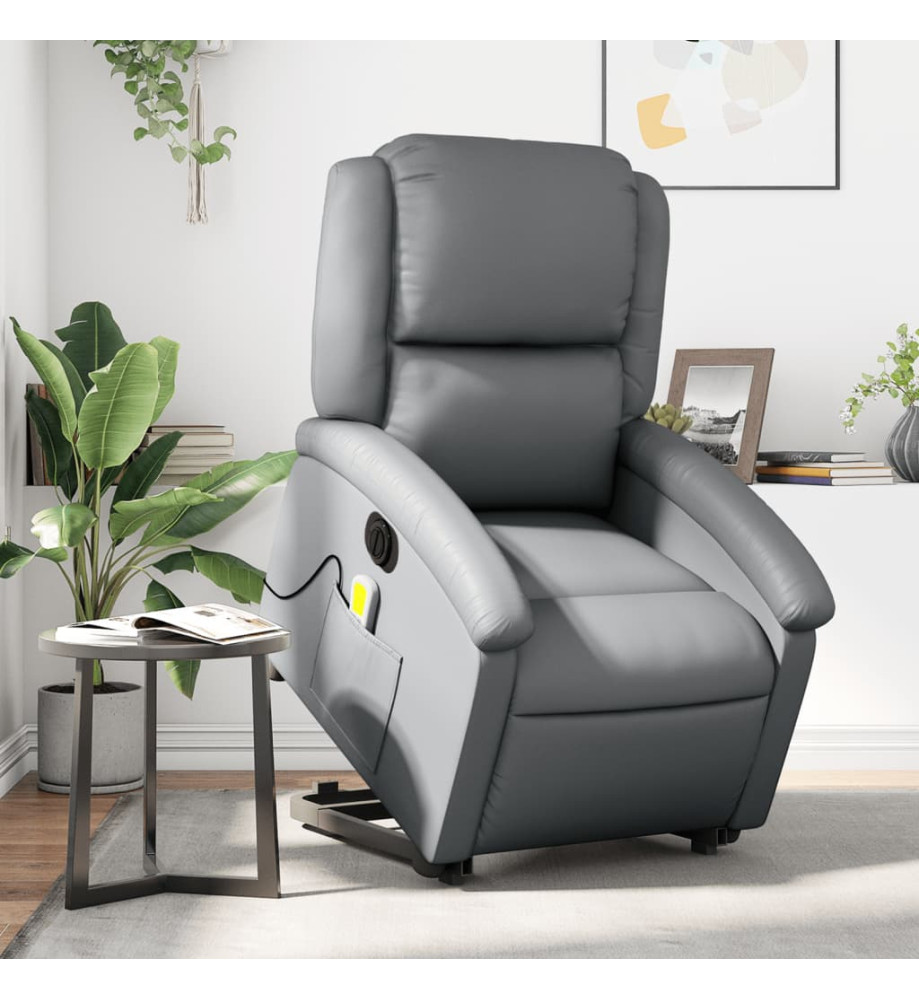 Fauteuil inclinable de massage électrique gris similicuir