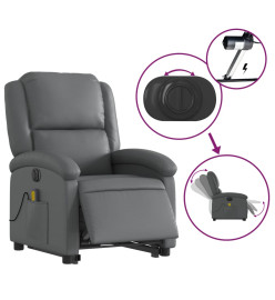 Fauteuil inclinable de massage électrique gris similicuir