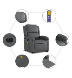 Fauteuil inclinable de massage électrique gris similicuir