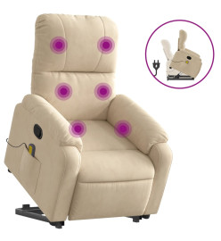 Fauteuil inclinable de massage crème tissu microfibre