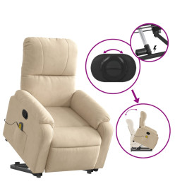 Fauteuil inclinable de massage crème tissu microfibre