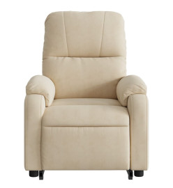 Fauteuil inclinable de massage crème tissu microfibre