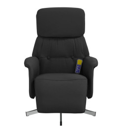 Fauteuil inclinable de massage avec repose-pieds noir tissu