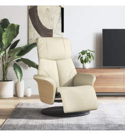 Fauteuil inclinable avec repose-pieds crème similicuir