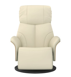 Fauteuil inclinable avec repose-pieds crème similicuir