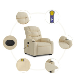 Fauteuil inclinable de massage Crème Tissu