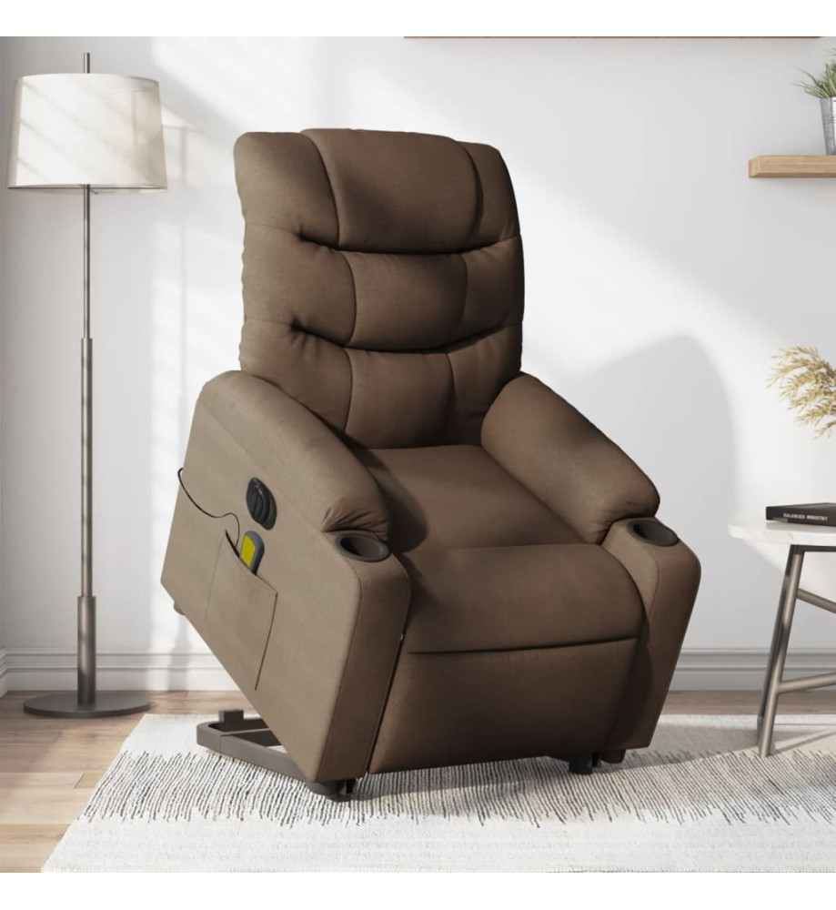 Fauteuil inclinable de massage électrique Marron Tissu