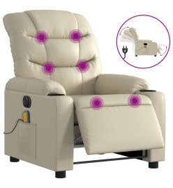 Fauteuil de massage inclinable électrique crème similicuir