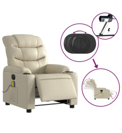 Fauteuil de massage inclinable électrique crème similicuir