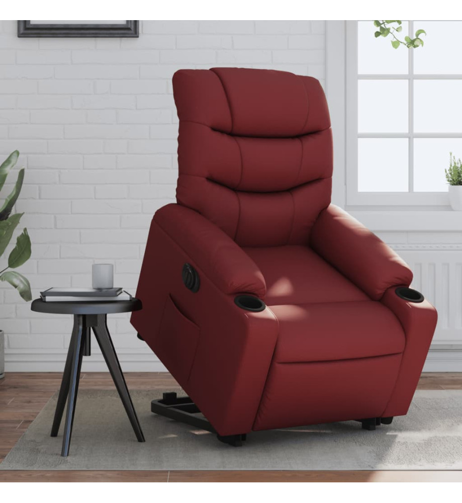 Fauteuil inclinable électrique rouge bordeaux similicuir