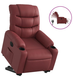 Fauteuil inclinable électrique rouge bordeaux similicuir