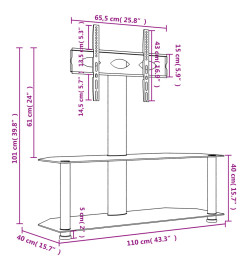 Meuble TV d'angle 2 niveaux pour 32-70 pouces noir argenté