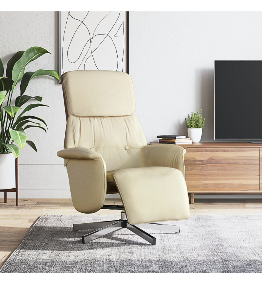 Fauteuil inclinable avec repose-pied crème tissu