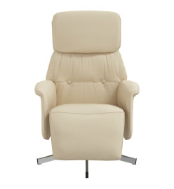 Fauteuil inclinable avec repose-pied crème tissu