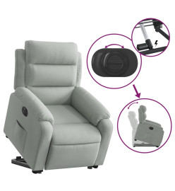 Fauteuil inclinable électrique gris clair velours