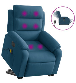 Fauteuil inclinable de massage électrique bleu velours